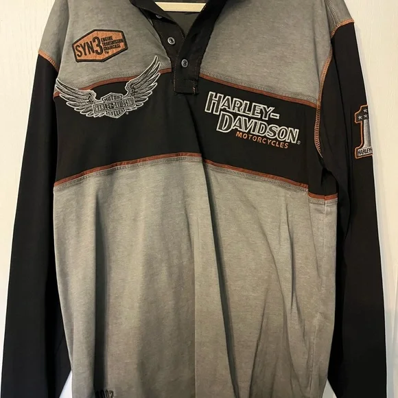 Harley-Davidson Gray and Black Long Sleeve Shirt. Size XL - Picture 1 of 6